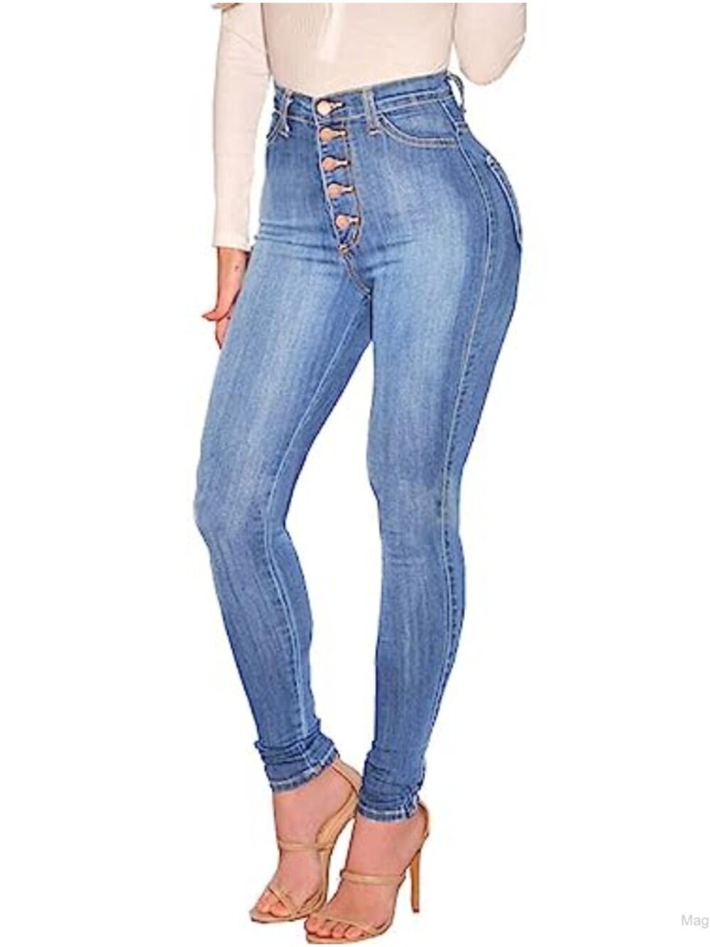 High Waist 5 Button Push Up Butt Lift Skinny Jeans Stretch